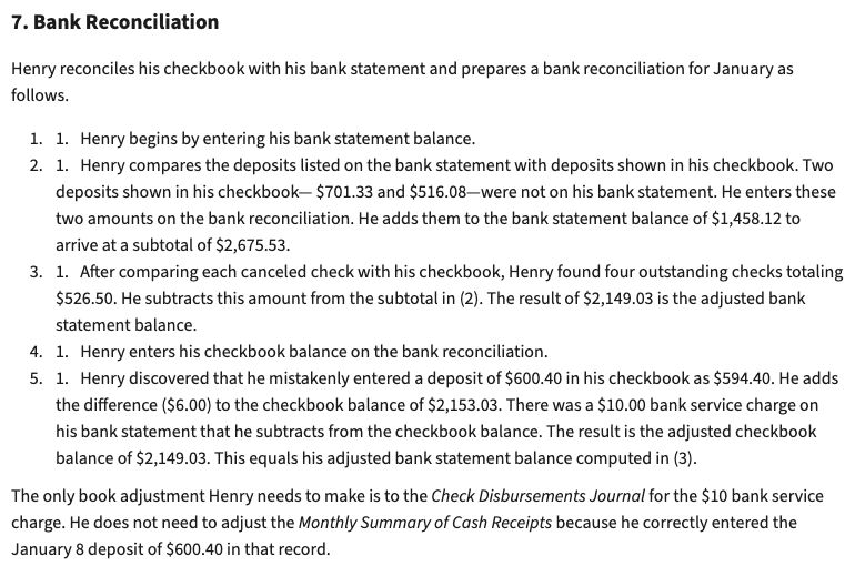 IRS Publication 583 reconciliation workpaper showing an adjusted bank balance of $2,149.03